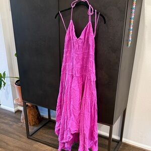 Free People Fuchsia Midi Dress